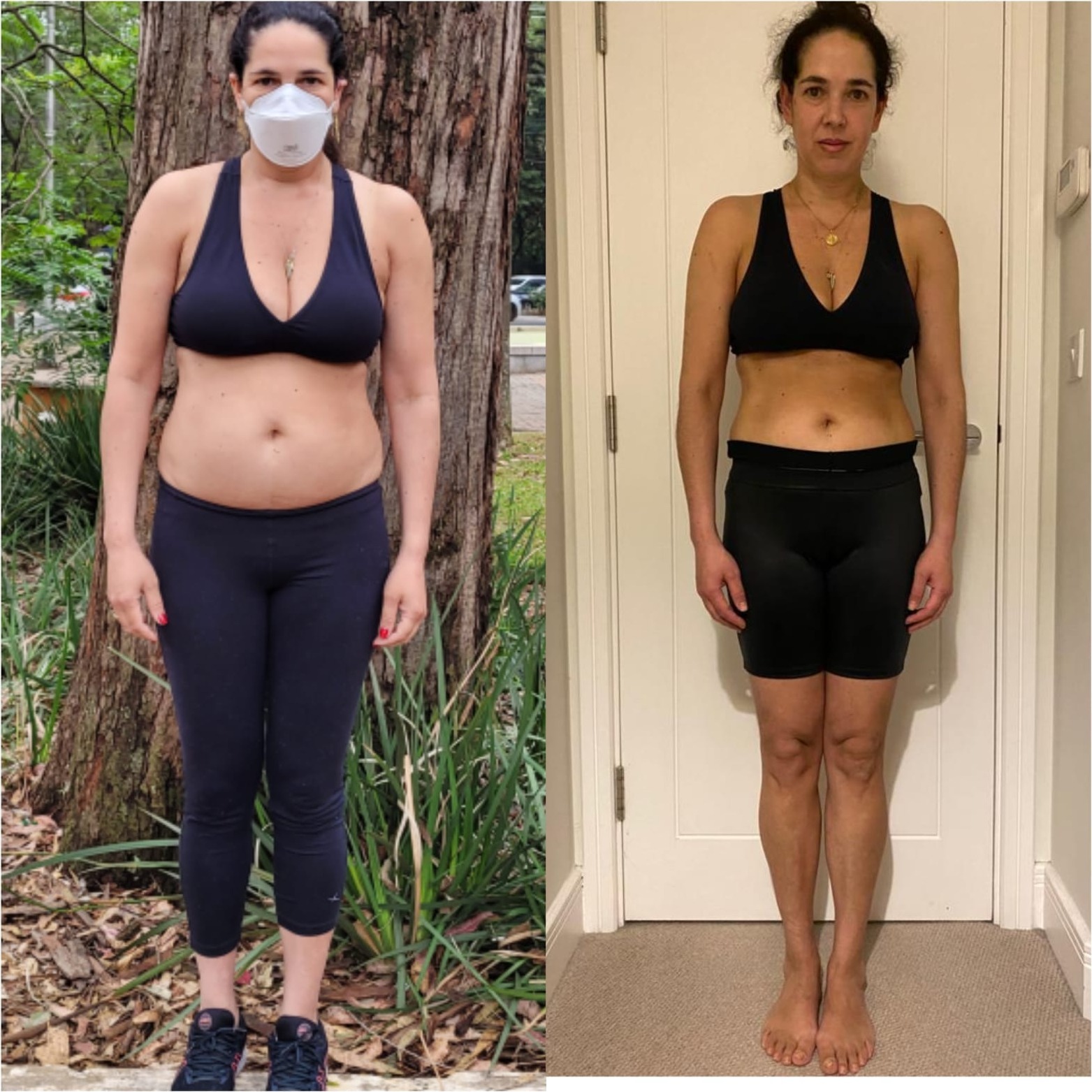 Antes e depois de aluna da consultoria online 2: emagrecimento e definição muscular