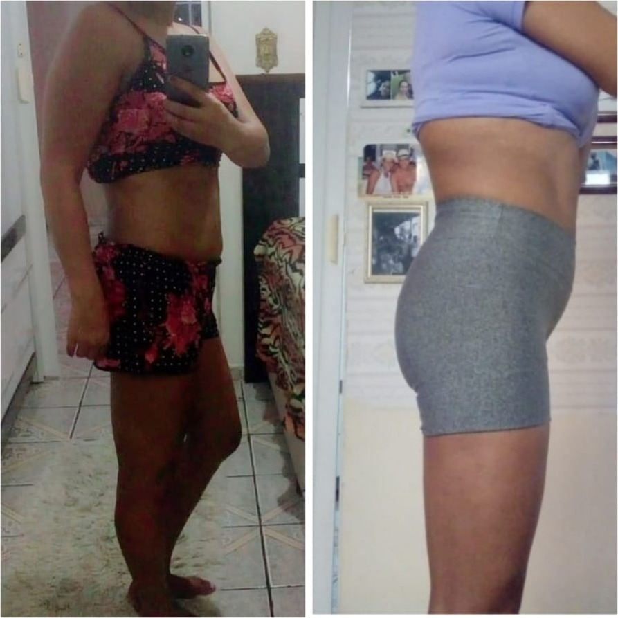 Antes e depois de aluna da consultoria online 5: emagrecimento e definição muscular